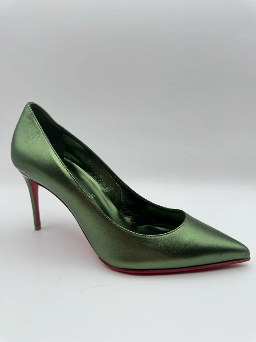 Christian Louboutin Kate 100 Metallic Green Forest Pumps Heels EU 37 - Picture 11 of 13